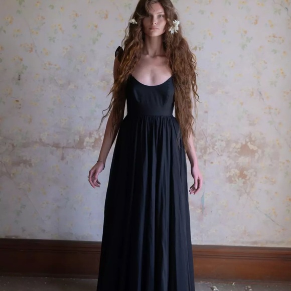 Selkie Caviar Penny Lane Black Maxi Sundress Sleeveless Scoop Neck NWOT - Picture 2 of 13